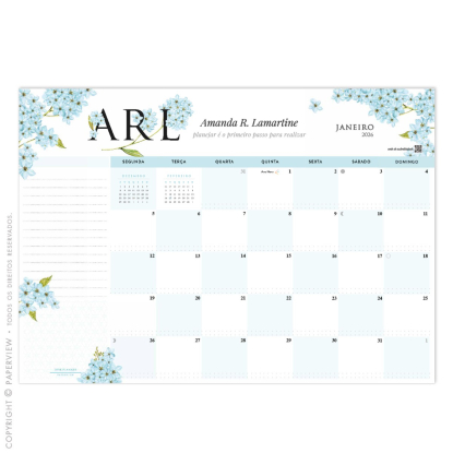 Desk Planner Mensal Allure Letters