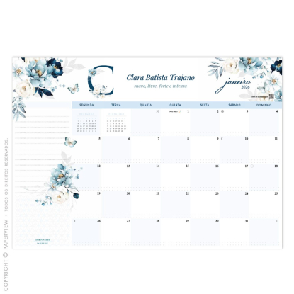 Desk Planner Mensal Light Blue