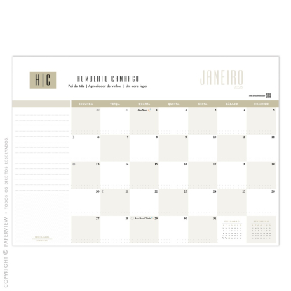 Calendário de Mesa Desk Planner 2025 Code
