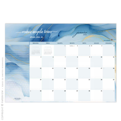 Desk Planner Mensal Scarf L'Océan Lázuli