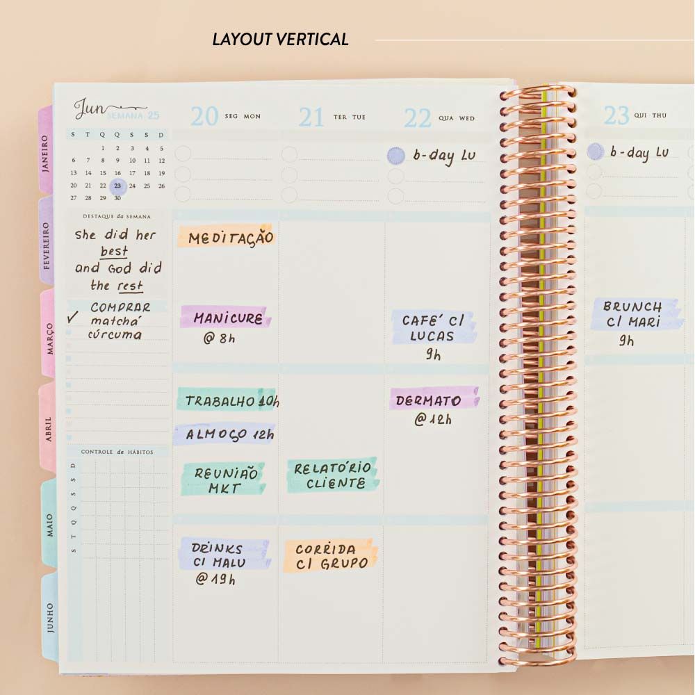 Daily Planner Mirage Caramel III - layout vertical 