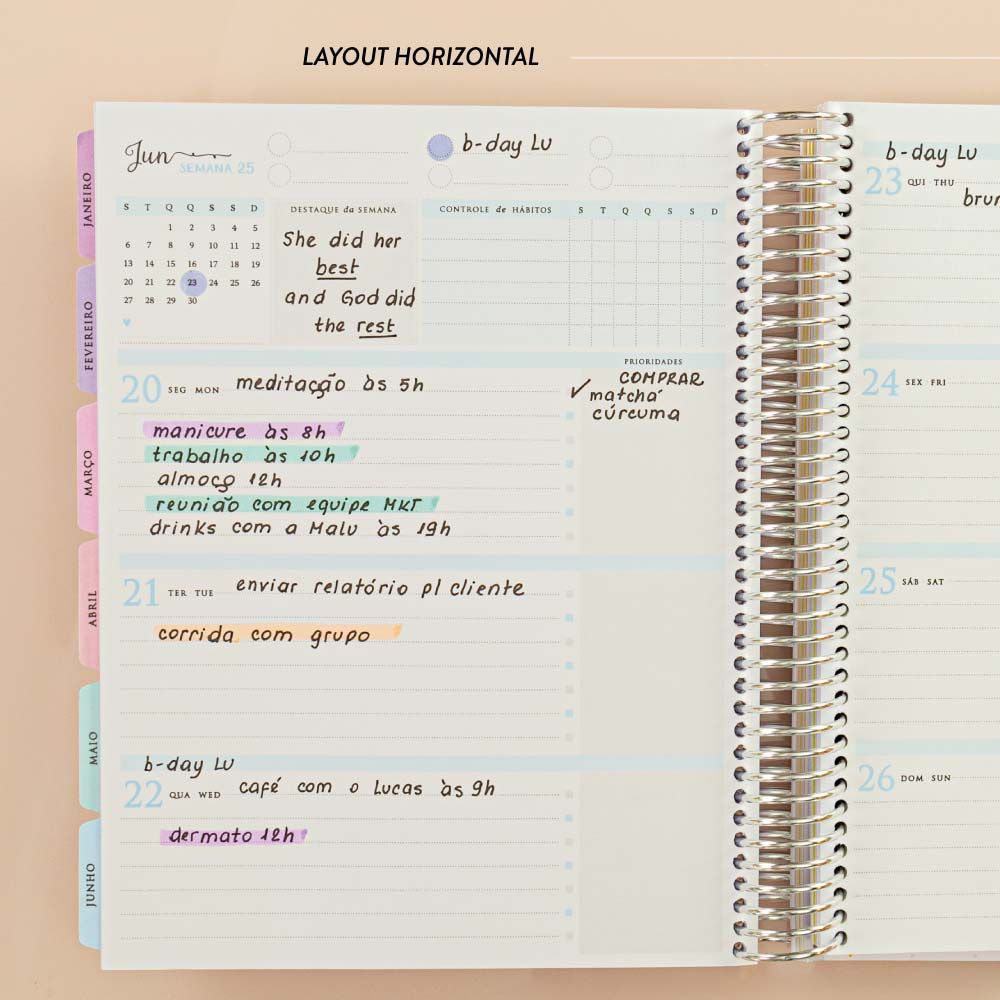 Daily Planner Bee Flower Berry - layout horizontal 