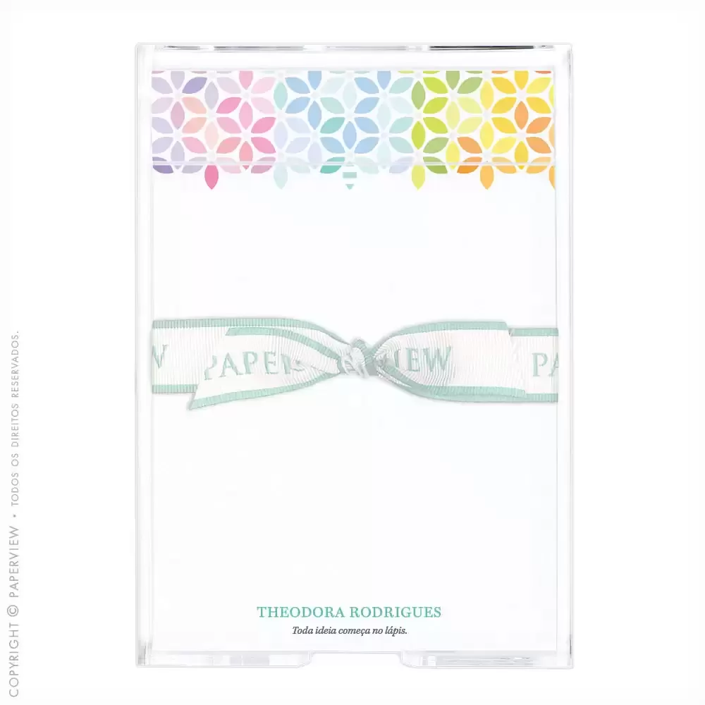 Notepad Bee Flower Rainbow - suporte de acrílico 