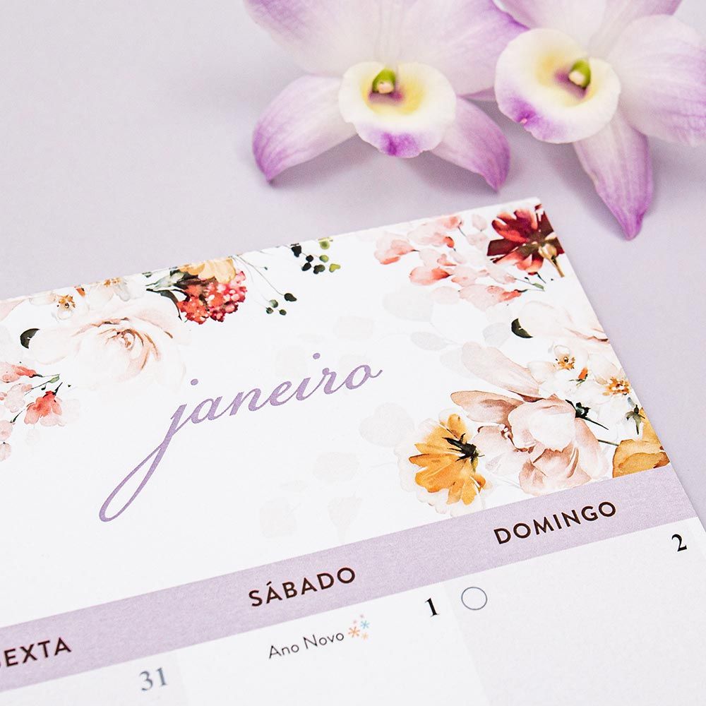 Calendário de Mesa Desk Planner 2022 Splendore - flores