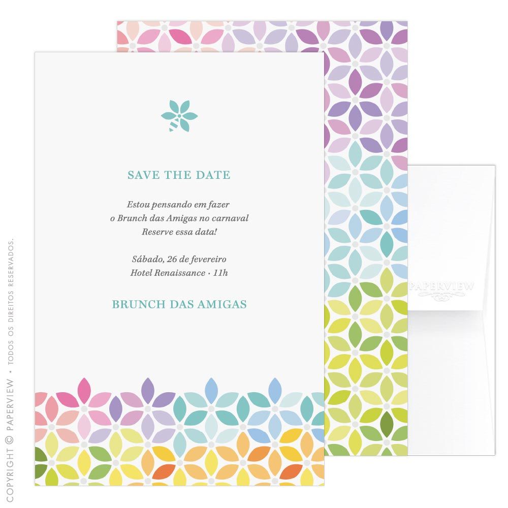 Convite ou Cartão Bee Flower Rainbow