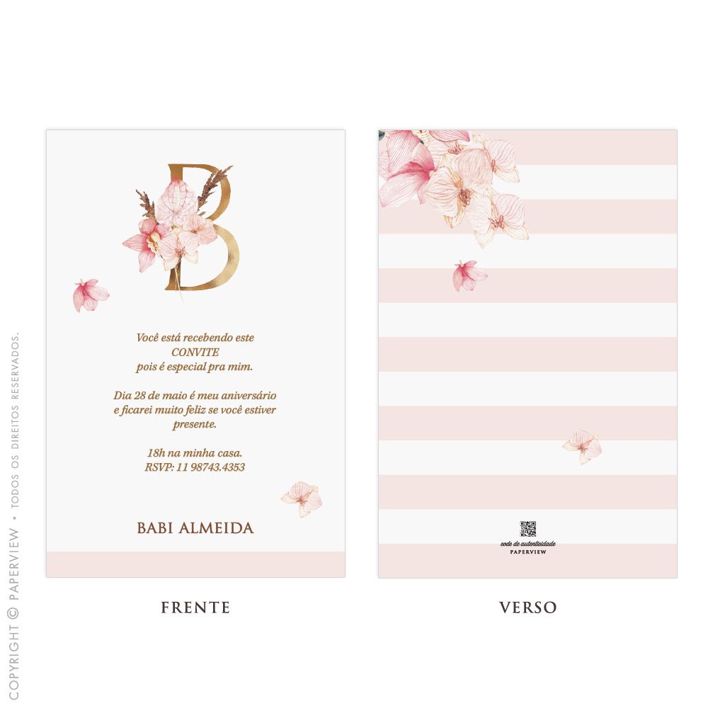Convite ou Cartão Lembrança Orquídea Rara I