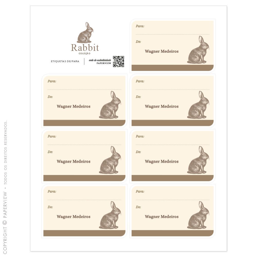 Etiqueta Adesiva De/Para Rabbit III - cartela 