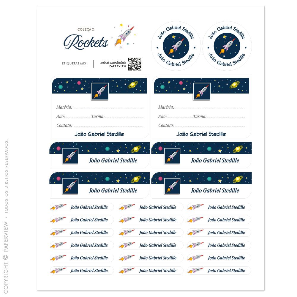 Etiqueta Adesiva Rockets Mix - cartela 