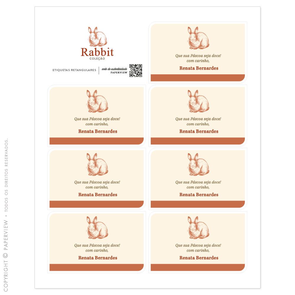 Etiqueta Adesiva Retangular Rabbit I - cartela 