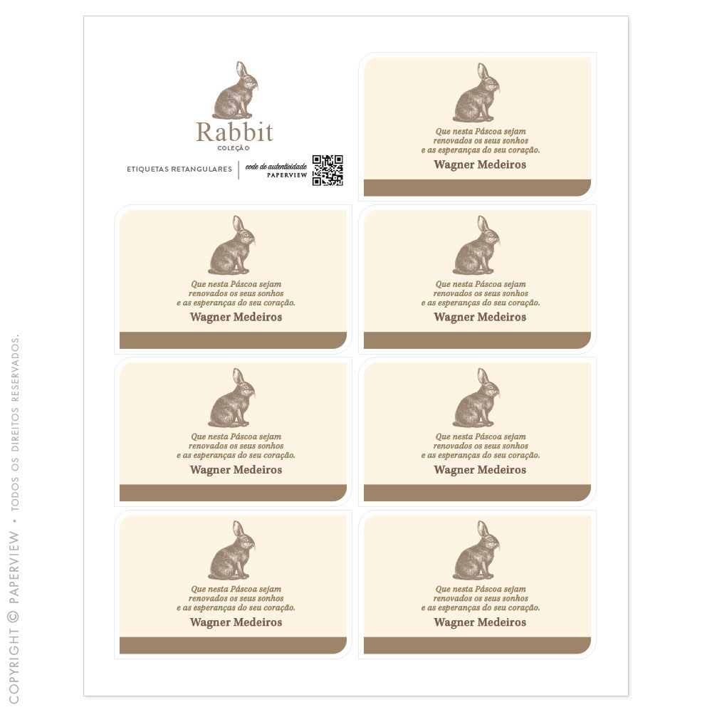 Etiqueta Adesiva Retangular Rabbit III - etiqueta 