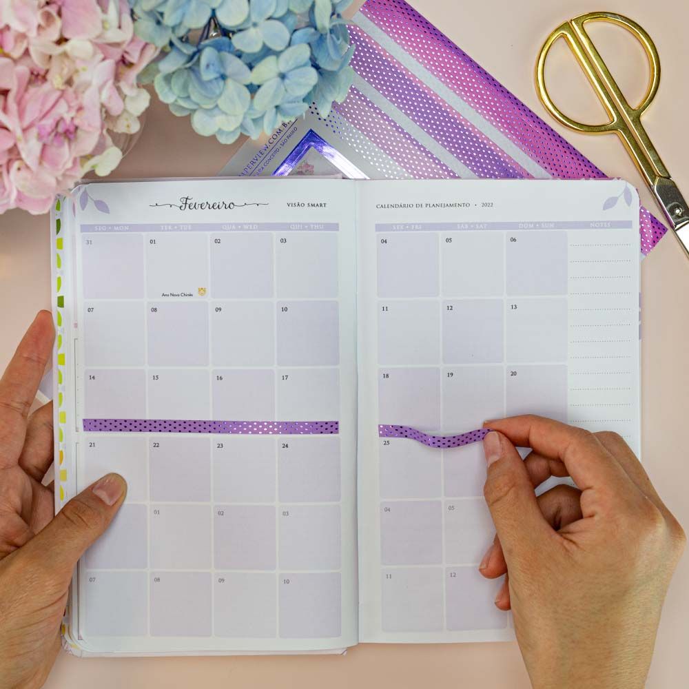 Smart Planner 2022 Le Blanc Turquesa - calendário mensal roxo 