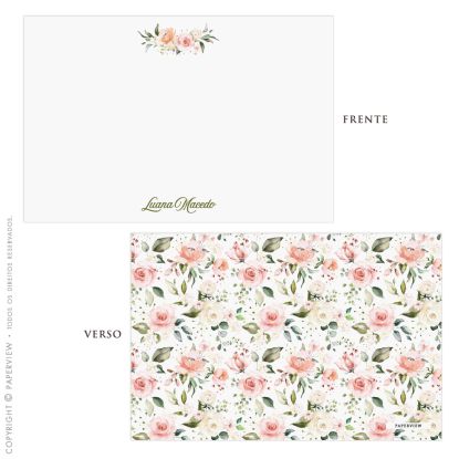 Cartão de Mensagem Floral Vintage White