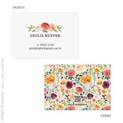 Call Me Card Floral Trend Marfim