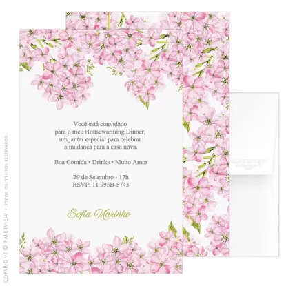 Convite ou Cartão Lembrança Bee Flower Bunnies