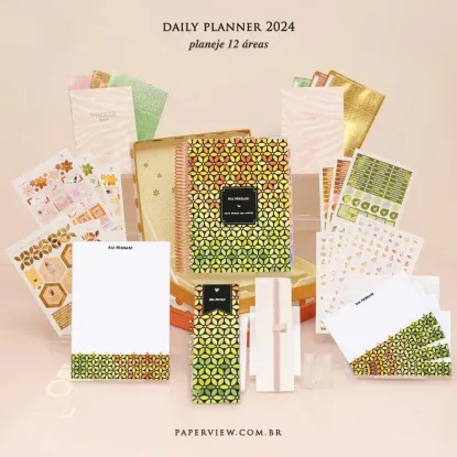 Daily Planner Bee Flower Noir Citrus - Planner 2023 Planner personalizado