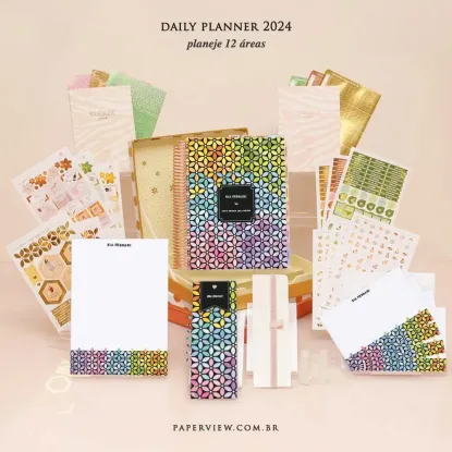 Daily Planner Bee Flower Noir Rainbow - Planner 2023 Planner personalizado