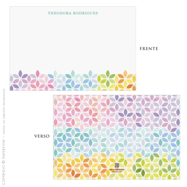 Cartão de Mensagem Bee Flower Rainbow - frente e verso 