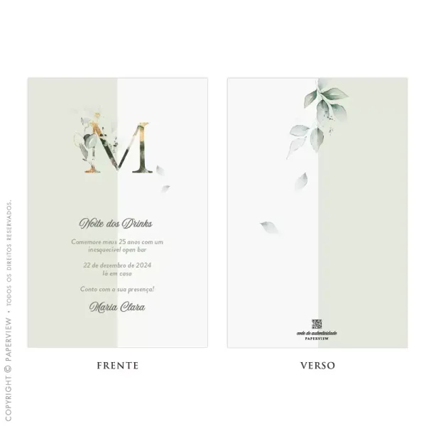 Convite ou Cartão Lembrança Nature Design - frente e verso 
