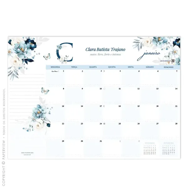 Calendário de Mesa Desk Planner 2024 Light Blue - Paperview