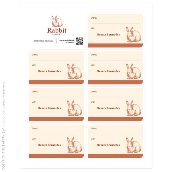 Etiqueta Adesiva De/Para Rabbit I - cartela 