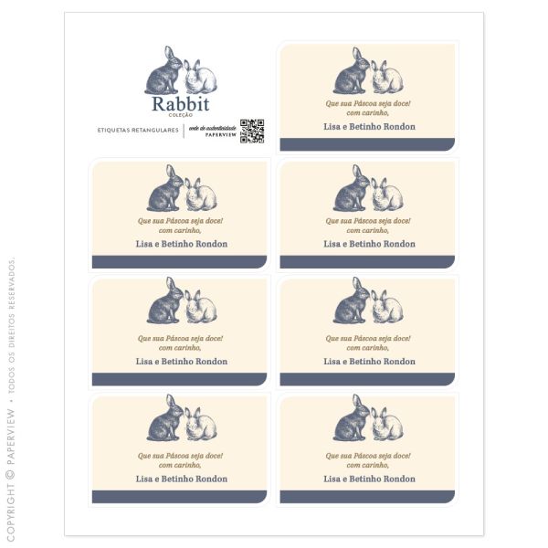Etiqueta Adesiva Retangular Rabbit II - cartela 