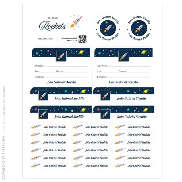 Etiqueta Adesiva Rockets Mix - cartela