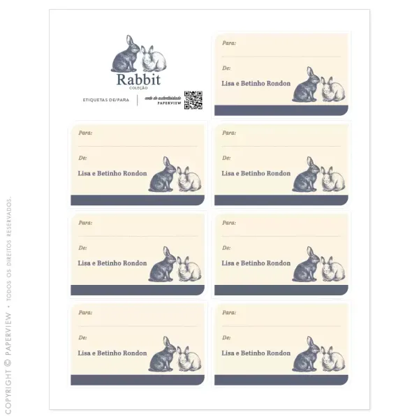 Etiqueta Adesiva De/Para Rabbit II - cartela 